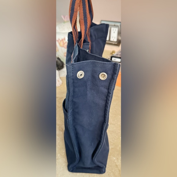 HERMES Paris Fourre Tout MM Navy/Brown Canvas Tote, Hand Bag. Made In France - Picture 14 of 14